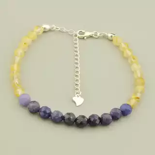 Браслет на карабіні Сапфір, Волосатик 18 см срібло (925)