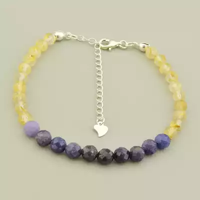 Браслет на карабіні Сапфір, Волосатик 18 см срібло (925)