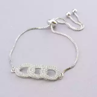 Браслет регульований Фіаніт (родій)