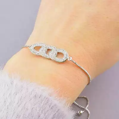 🏷️️ Браслет регульований Фіаніт (родій) F-90944