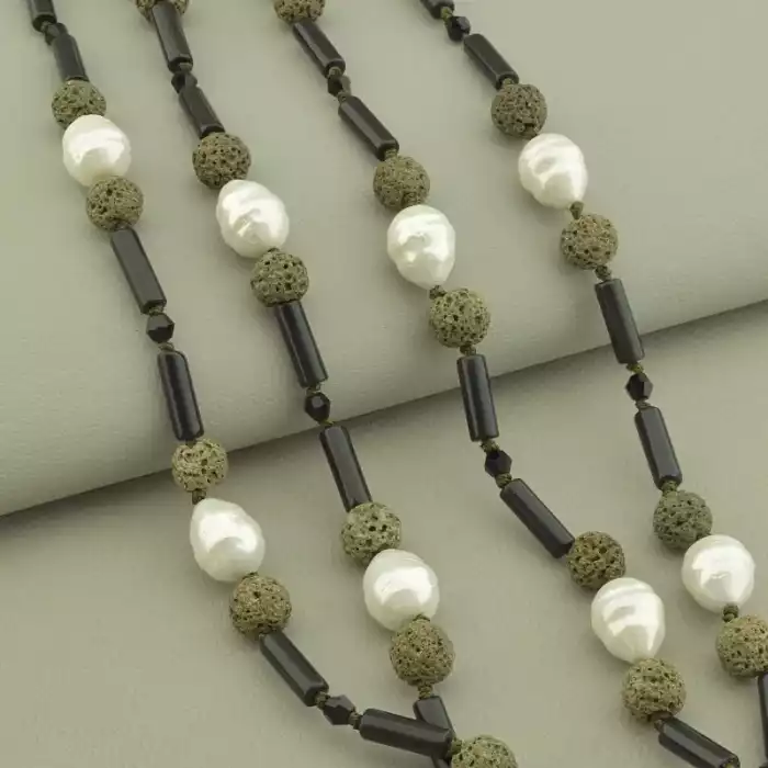 🏷️️ Намисто Агат, Майорка, Лава 127 см. (срібло 925 проба) ss_101514