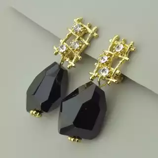 Сережки великі кліпси Агат, Фіаніт