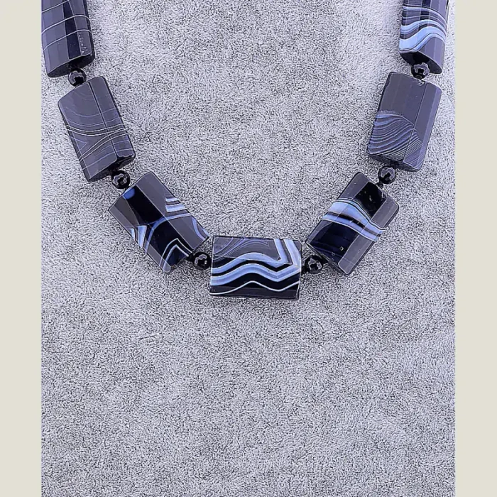 🏷️️ Намисто Агат, Чеський кришталь 50 см ss_77201