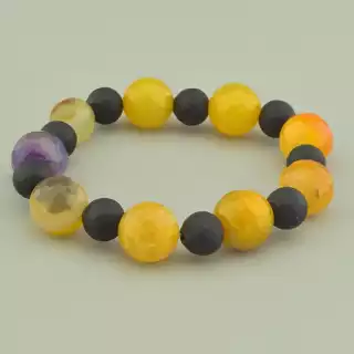 Браслет резинка Агат, Шунгіт 20 см.