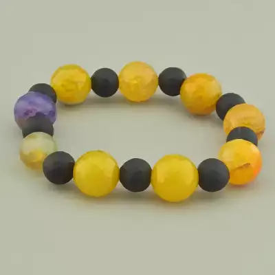 🏷️️ Браслет резинка Агат, Шунгіт 20 см. F-95425