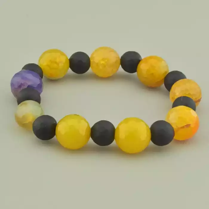 🏷️️ Браслет резинка Агат, Шунгіт 20 см. ss_95425