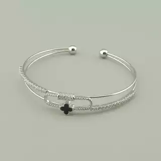 Браслет без застібки Saiya Фіаніт 17 см. (родій)