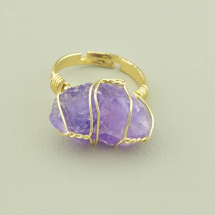🏷️️ Каблучка роз'ємна Аметист у дроті ss_104202