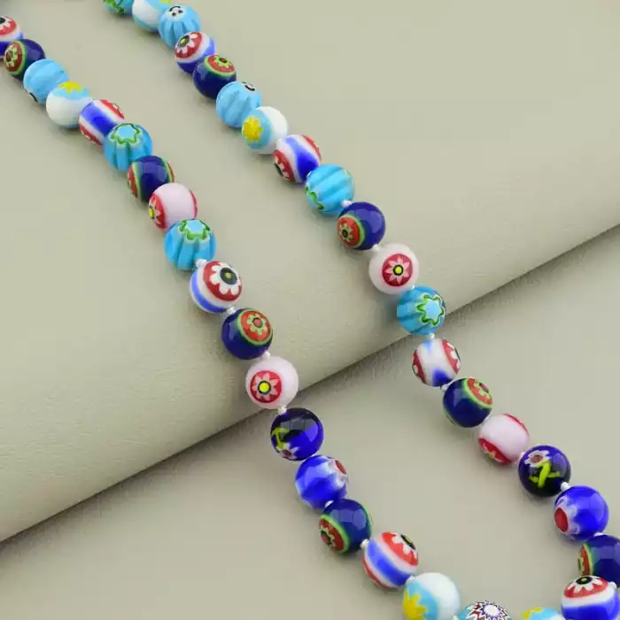 🏷️️ Намисто Лемпворк скло (47 см, карабін, кулька, різнокольоровий) ss_104912