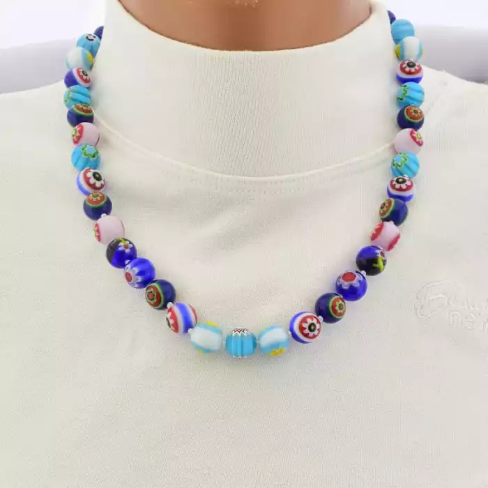 🏷️️ Намисто Лемпворк скло (47 см, карабін, кулька, різнокольоровий) ss_104912