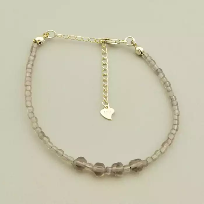 🏷️️ Браслет на карабіні Раухтопаз срібло (925) 18 см F-105630