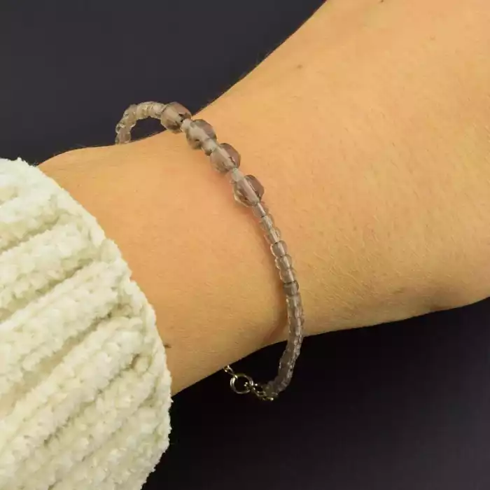 🏷️️ Браслет на карабіні Раухтопаз срібло (925) 18 см F-105630