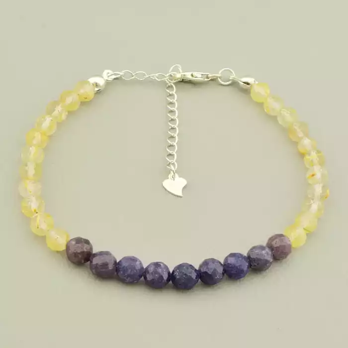 🏷️️ Браслет на карабіні Сапфір, Волосатик 18 см срібло (925) ss_105730