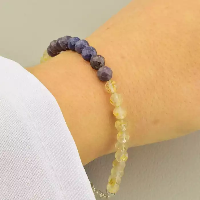 🏷️️ Браслет на карабіні Сапфір, Волосатик 18 см срібло (925) ss_105730