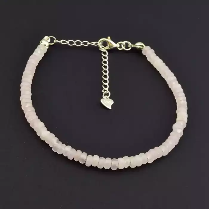 🏷️️ Браслет на карабіні Рожевий кварц 17 см срібло (925) F-105830