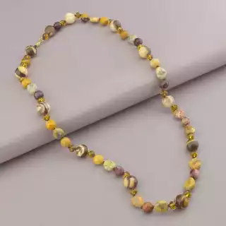 Намисто Яшма, Чеський кришталь 56 см.