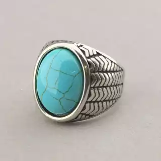 Перстень Stainless Steel Бірюза медична сталь 316L2