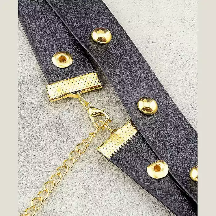 🏷️️ Чокер чорний Fashion екошкіра 35 см (застібка карабін) ss_51497