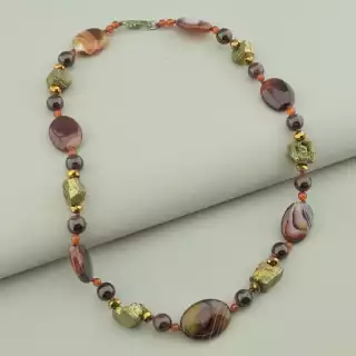 Намисто Сердолік, Пірит, Гранат 45 см