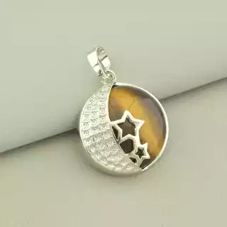 Кулон зірки Тигрове око 25x22мм.