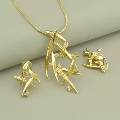 🏷️️ Підвіска+Сережки Фіаніт 45 см. F-101215