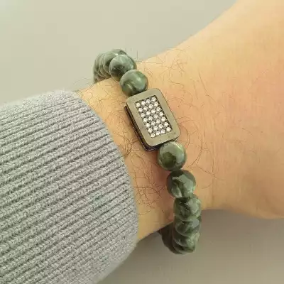 🏷️️ Браслет резинка Серафініт 20 см. Хром F-101715