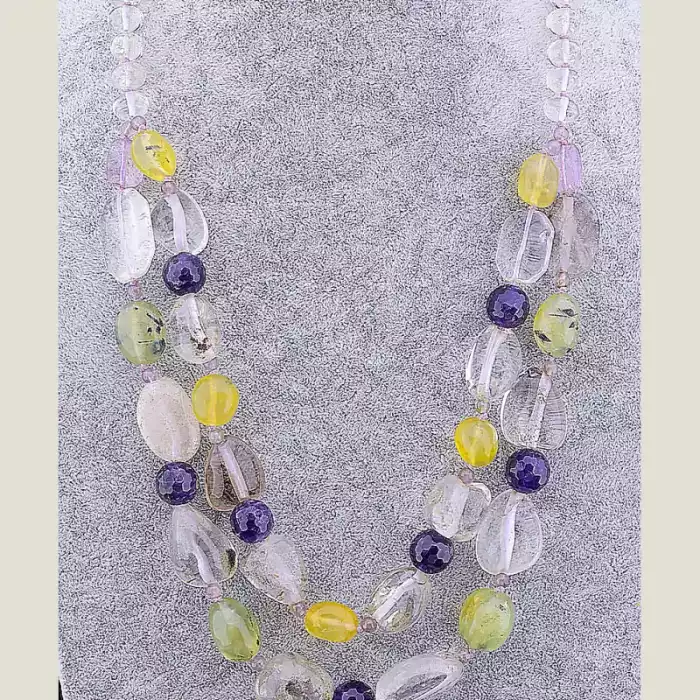 🏷️️ Намисто Гірський кришталь, Пренит, Аметист 60 см ss_54479