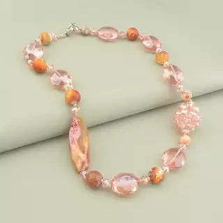 Намисто Агат, Яшма, Чеський кришталь 59 см.