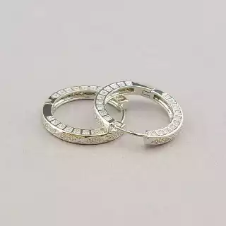 Сережки кільця Pataya Фіаніт (родій)