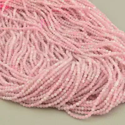 🏷️️ Намистини Рожевий кварц 39 см. 2,5 мм. на нитці (натуральне каміння, без застібки) F-102735