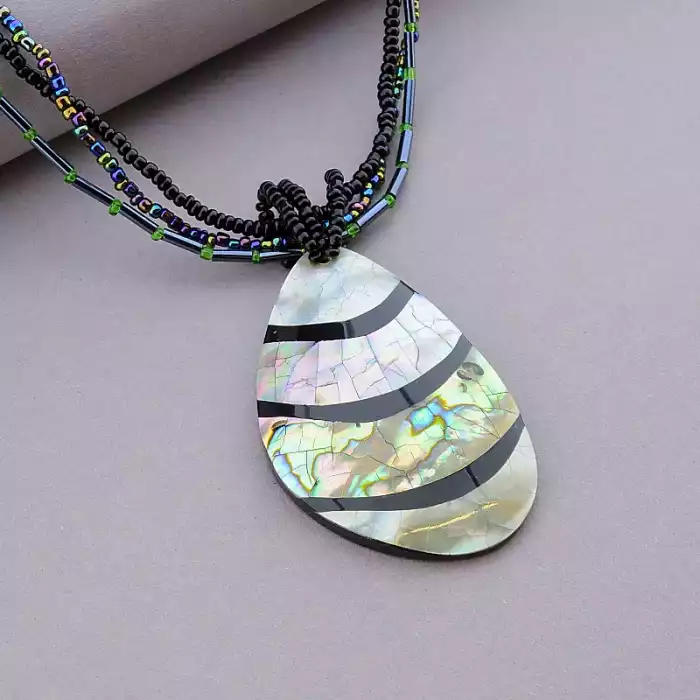 🏷️️ Підвіска Галіотіс, Бісер 46 см (сталь) ss_87956