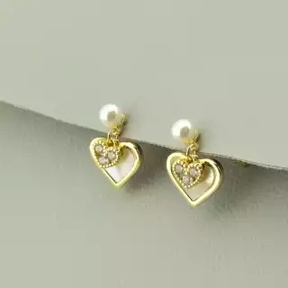 Сережки серце пусети Xuping Майорка (позолота 18к лимонна)