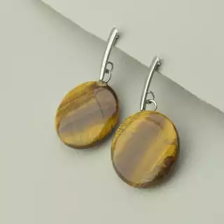 Сережки пусети Stainless Steel Тигрове око