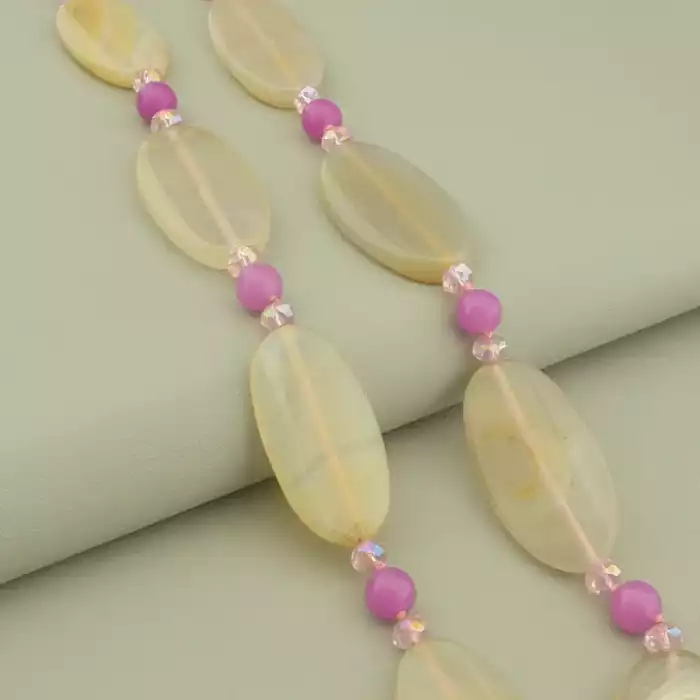 🏷️️ Намисто Агат, Чеський кришталь 64 см. ss_103979