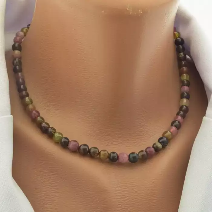 🏷️️ Намисто турмалін (39 см, карабін, різнокольоровий, срібний, сталь) ss_105116