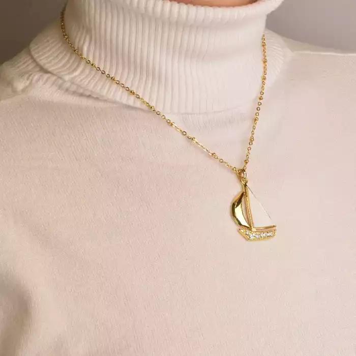 🏷️️ Підвіска парусник Перламутр, Сrystal 40 см ss_80651