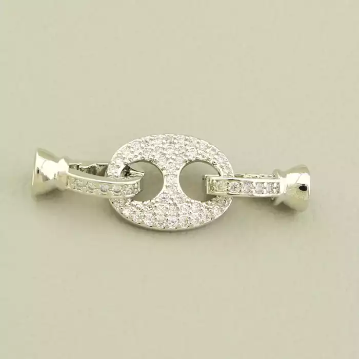 🏷️️ Застібка Фіаніт 30х11мм. (родій) F-105631