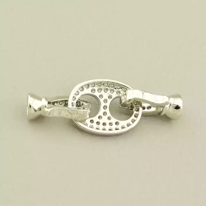 🏷️️ Застібка Фіаніт 30х11мм. (родій) F-105631