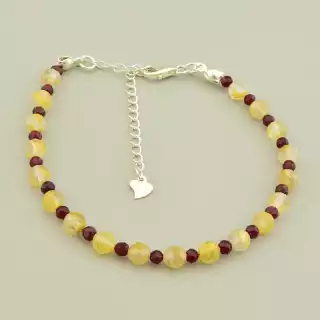 Браслет на карабіні Волосатик, Шпінель 18 см срібло (925)