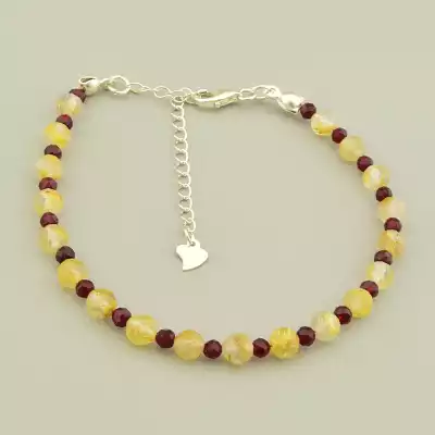 Браслет на карабіні Волосатик, Шпінель 18 см срібло (925)