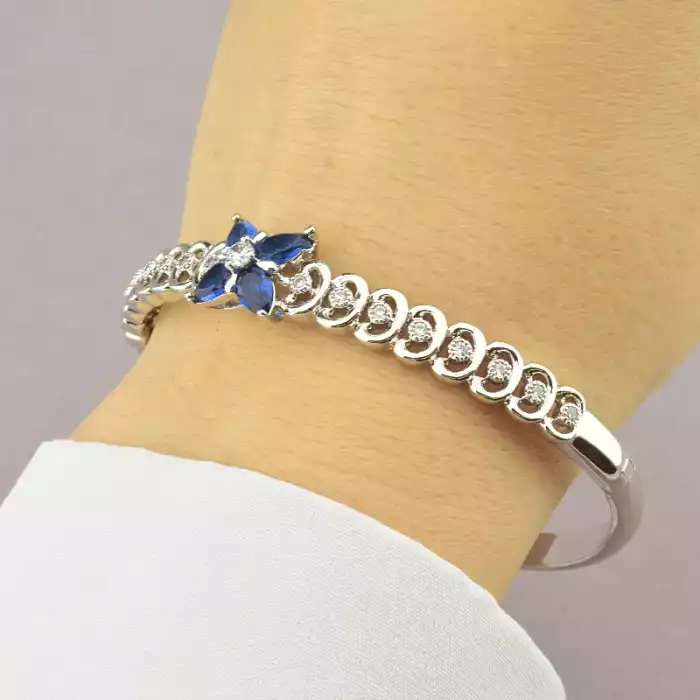 🏷️️ Браслет шарнірний Xuping Фіаніт 18 см (родій) ss_73290