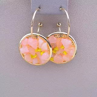 Сережки пусети Stainless Steel Рожевий кварц