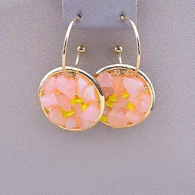 🏷️️ Сережки пусети Stainless Steel Рожевий кварц F-83858