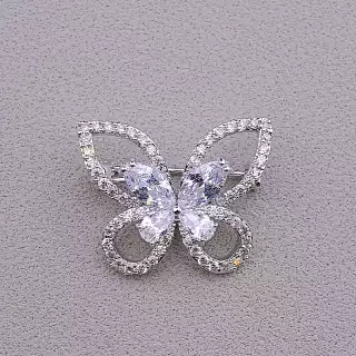 Брошка метелик Фіаніт (родій)