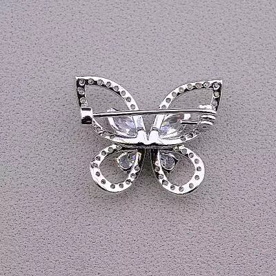 🏷️️ Брошка метелик Фіаніт (родій) F-84535