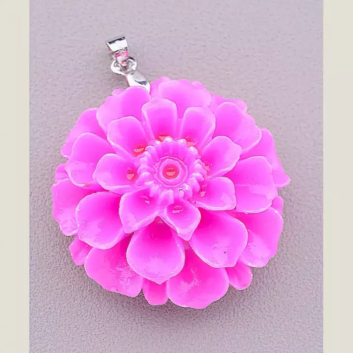 Кулон рожева квітка полімерна глина ss_16123 ss_16123