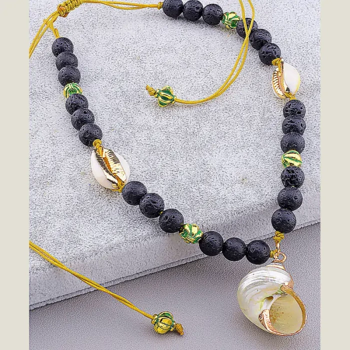 🏷️️ Намисто шамбала Шунгіт, Ракушка 45 см ss_76320