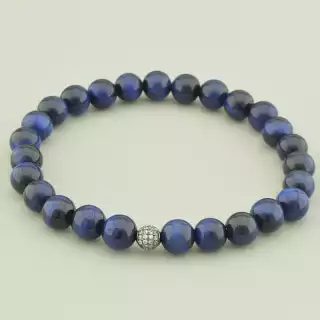 Браслет резинка Котяче око 20 см. Хром