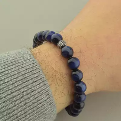 🏷️️ Браслет резинка Котяче око 20 см. Хром F-101716