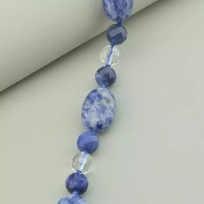🏷️️ Намисто Содаліт, Лазурит, Гірський кришталь 50 см. ss_94522